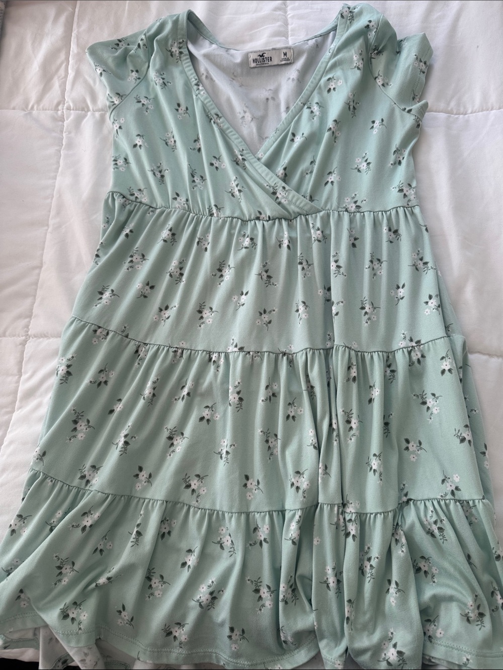 Hollister Pastel Mint Floral Tiered Sundress